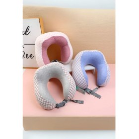 Resim Yoyoso Örme Ekose Memory Foam U Tipi Yastık 