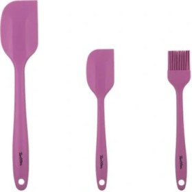 Resim Tantitoni Vişne Renkli 3'lü Silikon Spatula ve Fırça Seti 