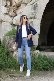 Resim bytugcekaya Lacivert Kol Büzgü Detay Blazer 
