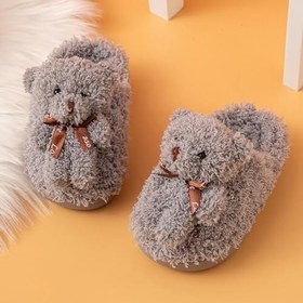 Resim Children's Slippers, Children's Winter Slippers, Girls' Warm Plush House Slippers, Fluffy Animal Bear Slippers, Furry Non-Slip Slippers, For Ages Under 2 ~ Over 10 Years 