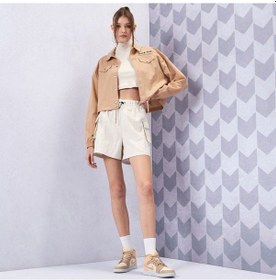 Resim Sportswear Air Woven Mod Crop Full Snap Fastener Krem Kadın Ceket Krem 