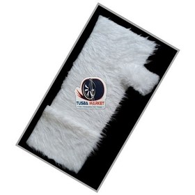 Resim Araba Torpido Üstü Uzun Tüylü Pelüş Örtü & Araç Vites Püskülü Beyaz 