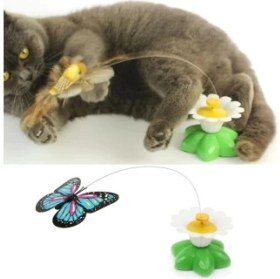 Resim Hareketli Pilli Kelebek Kedi Oyuncağı 