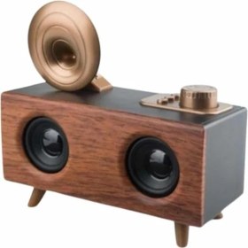 Resim Zero Land Ds-Derin Bluetooth Nostalji Speaker Radyo Gramofon Ahşap Renk Vintage 