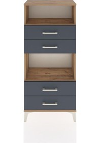 Resim Hyperion Dolap 2 Raflı 4 Çekmeceli 60x44x134 Çam-antrasit Atlas Çam 