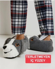 Resim Papucumun Dünyası Unisex Yumuşak Taban Sevimli Köpek Panduf Yetişkin Ve Çocuk Kız Ve Erkek Panduf Gri 