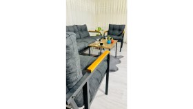 Resim Sofmina Begonvil Balkon, Bahçe - Metal Kanepe Koltuk Takımı 3+1+1 + Sehpa Antrasit 