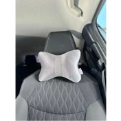 Resim Gri Düz Kadife Gümüş Dik Şeritli Boyun Yastığı 1 Adet 