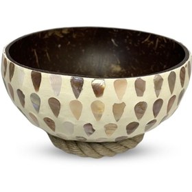 Resim Coconut Products Sedef Kaplama El Yapımı Hindistan Cevizi Kasesi Ve Kase Altlığı - Coconut Bowl - Çerezlik 