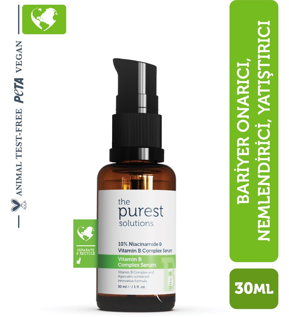 Belirtilmemiş The Purest Solutions, Bariyer Güçlendirici ve Yatıştırıcı B Vitamini Cilt Bakım Serumu 30 ml (%10 Niacinamide + Provitamin B5) Fiyatı ve Özelliklerı - Badem