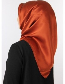 Resim Kiremit Aker Taşlanmış Düz Ipek Eşarp 7747758 - 365/3421070161637 