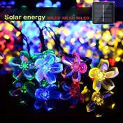 Resim Güneşli Kiraz Çiçeği Dizisi Işıkları - Renkli LED Dış Mekan Dekoru Partiler, Düğünler ve Festivaller için, 20/30/50 Işık, 3W, Nikel Pil, Güneş Enerjili, Bahçe Işıkları için Dış Mekan 