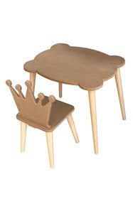 Resim Özka Hobi Ahşap Ahşap Ham Mdf 18 Mm Aktivite Ve Etkinlik Çocuk Masa Sandalye Takımı- Çm04 