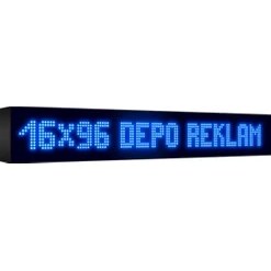 Resim Depo Tabela Reklam Mavi Kayan Yazı LED Tabela 16 x 96 cm Tek Taraflı Depo Reklam Tabela 