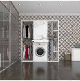 Resim Kenzlife Çamaşır-Kurutma Makinesi Dolabı Ve Giysi Dolabı Çekmeceli Hattab Sağ Raf Byz 187 160 60 Banyo Çok Renkli 