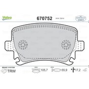 Resim VALEO 670752 Arka Fren Balatasi-Kablosuz- (Vw Caddy 04-11 Golf 04-14 Audi A3 04-13 Seat Leon 06-13 Skoda Octavia 04-13) 1K0698451 1K0698451P 