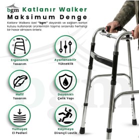 Resim BGM Çelik Walker Yürüteç – Katlanır Çelik Walker Krom Kaplı Yüksek Kalite Yürüteç 