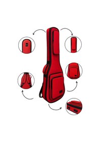 Resim Kırmızı Profesyonel Gigbag Klasik Gitar Kılıfı - Çantası - Su Geçirmez 