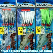 Resim TAKBAS 1 Paket (6 Kanca) Önceden Bağlı Sabiki Balıkçılık Rigleri Keskin Karbon Çelik Kancalarla 2/0 3/0 4/0, Kalınlaştırılmış Tuzlu Su Hattı ile Uskumru, Sazanbalığı ve Deniz Levreği için - Tuzlu Su Balıkçıları İçin Kullanıma Hazır Ekipman, Babalar Günü ve Noel için Mükemmel Hediye, Balıkçılık Kancaları 