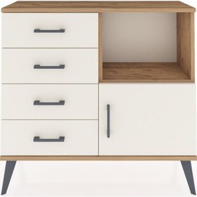 Resim Arges Şifonyer Tek Raflı 4 Çekmeceli Tek Kapaklı 88x30x80 Çam-aytaşı Aytaşı 