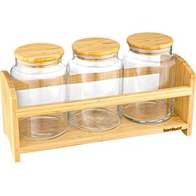 Resim Bambum Bench Standlı 4 Parça Küçük Cam Baharat Takımı 