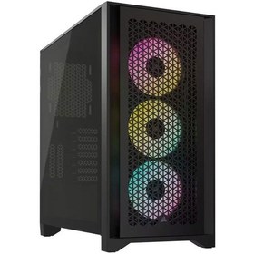 Resim Corsair Cc-9011240-ww Icue 4000d Rgb Airflow Temperli Cam Mid Tower Kasa Siyah 