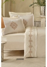 Resim Karaca Home Kelsey Nakışlı %100 Pamuk Çift Kişilik Nevresim Takımı Beyaz Beyaz 