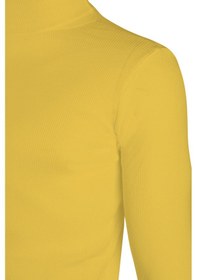 Resim Erkek Sarı Balıkçı Yaka Boğazlı Slim Fit Kazak Sarı 