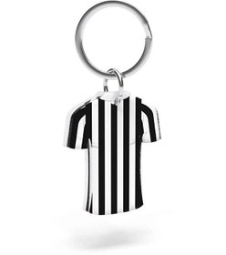 Resim Beşiktaş Lisanslı Siyah Beyaz Çubuklu Forma Anahtarlık Kartal Ahşap Kutulu 