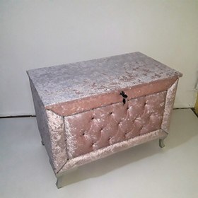 Resim Bengi Ticaret Çeyiz Sandık 18151 Kapitone Büyük Tekli Pembe Kadife Kumaş İçi Kırmızı El Yapı 
