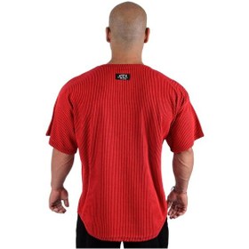 Resim Full Power Gym Oversize Ragtop Spor Tişört Kırmızı Çizgili 