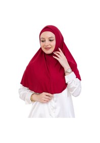 Resim Modish Group Hazır Türban & Başörtü Viskon Bone Setli Rahat Tesettür Şal İslami Giyim - Krem Kırmızı 