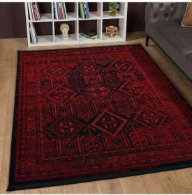 Resim Afgan Türkmen Otantik Desenli Bordo Oturma Odası Salon Mutfak Halısı Afgan Türkmen Otantik Desenli Bordo Oturma Odası Salon Mutfak Halısı 5364a Zs47 