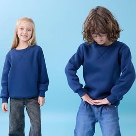 Resim Unisex Basic Bisiklet Yaka Şardonlu Kışlık Sweatshirt 