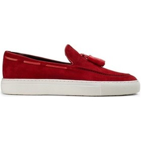 Resim Deery Hakiki Süet Kırmızı Püsküllü Erkek Sneaker-Kırmızı 