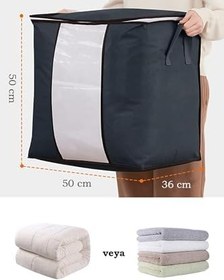 Resim 3 Adet Pencereli Gri Yastık Yorgan Kazak Hurcu / 50x50x36 