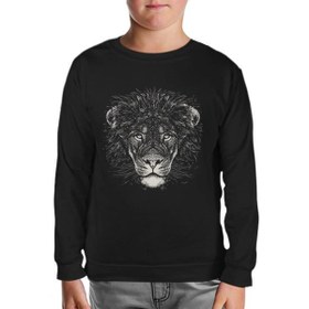 Resim Lion Realistic Siyah Çocuk Sweatshirt 