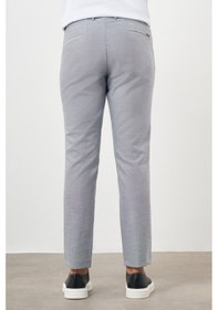 Resim Morven Erkek Gri Poliviskon Trend Desenli Lastikli Slim Fit Pantolon Gri 