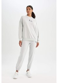 Resim DeFactoFit NBA Los Angeles Lakers Oversize Geniş Kalıp Çift Cepli Standart Boy Jogger Eşofman Altı C8105AX24AUGR519 Gri 