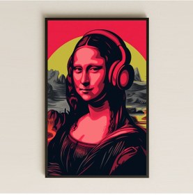 Resim Kulaklıklı Mona Lisa Pop-art Tasarımlı Şeffaf Pleksi Tablo 