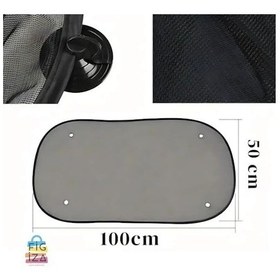 Resim Vantuzlu Arka Cam Güneşlik Perde 100x50 Cm Uv Korumalı, Katlanabilir Oto Güneş Engelleyici Gölgelik Araba İçin Güneşlik Perde 
