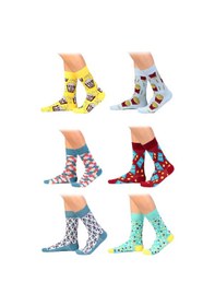 Resim Ozzy Socks 6'lı Organik Pamuklu Dikişsiz Erkek Çok Renkli Desenli Çorap (448387656) Yeşil 