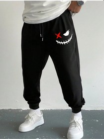 Resim Hypemode Expression Print Drawstring Waist Eşofman Altı Siyah 