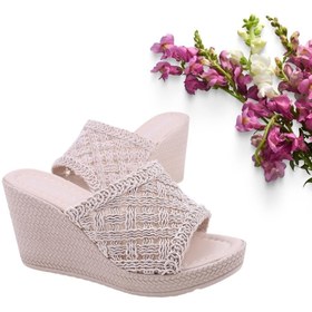 Resim Walkenzo Swins 2059 Kadın 8 Cm Dolgu Topuklu Hasır Örme Terlik 