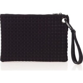 Resim Bilik Deri Siyah Kumaş Kadın Portföy & Clutch Çanta Melis 