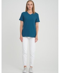 Resim Alexandergardı Fitilli V Yaka Comfort Fit T-shirt E24-74602 001 