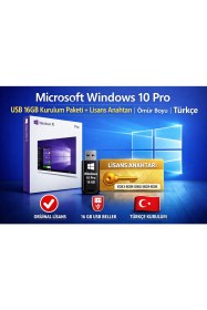 Resim Microsoft Windows 10 Pro USB 16GB Kurulum Paketi + Lisans Anahtarı | Ömür Boyu | Türkçe 