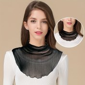 Resim Kadınlar için %100 Morus İpeği Eşarp - Nefes Alabilir File Sahte Yaka Boyun Sarma, Hafif Yazlık Moda Aksesuarı Açık Hava Eğlencesi İçin, Parlak Pembe/Gri/Beyaz/Siyah Renklerde Şık Dekoratif Eşarp, Ipek Baş Eşarpi, Stil Sahibi Rüzgar Koruma, Yüksek Yaka Tasarım, Sofistike Doku 