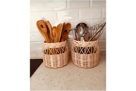 Resim Feyza Design El Yapımı Rattan ve Bambu Kaşıklık, Şık ve Doğal Tasarım 