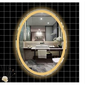 Resim DNR Mirror 80x100 Cm Günışığı Ledli Kumlamalı Elips Banyo Aynası Tuvalet Aynası 